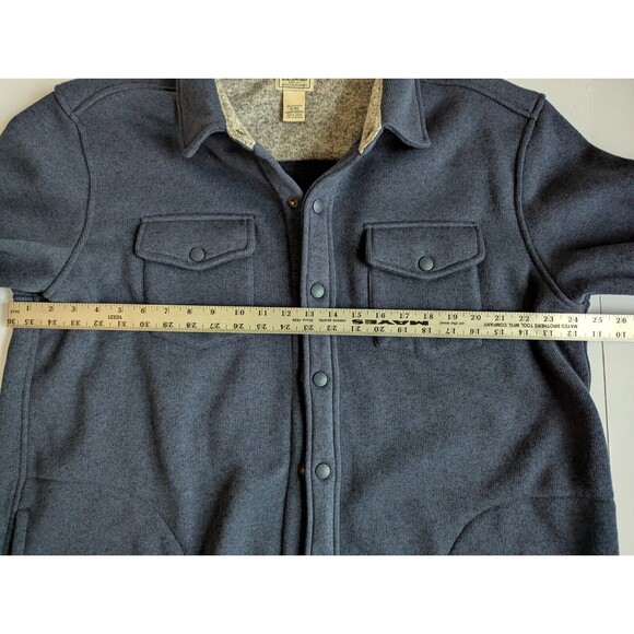 Men's L.L.Bean Vintage Style Heavy Sweater Fleece Full Button XL Blue - Picture 9 of 13